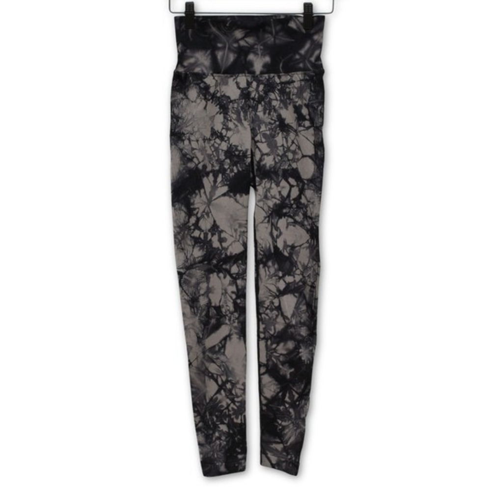 Tie Dye Print Leggings Womens Black Gray Sporty Athleisure Gym‎ Workout Pants